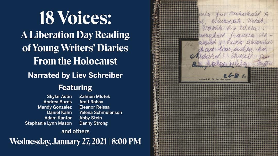 18 Voices: A Liberation Day Reading of Young Writers’ Diaries from the Holocaust